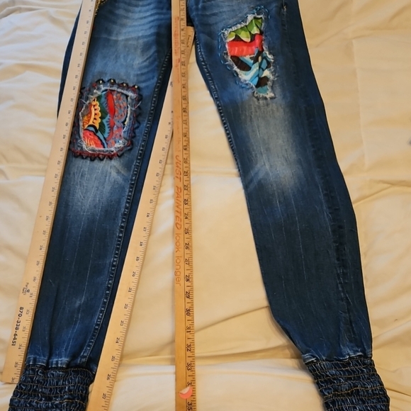 Desigual Women's Boyfriend Jeans in Blue with Multicolor Patchwork - Picture 10 of 11